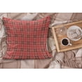thumbnail image 2 of Checkered Fluffy Throw Pillow Cushion Cover, Red Pink Orange Geometric Pattern White Lines Cells Graphic, Rectangle Accent Pillow Case, 26" x 16", Dark Coral Orange White, by Ambesonne, 2 of 5