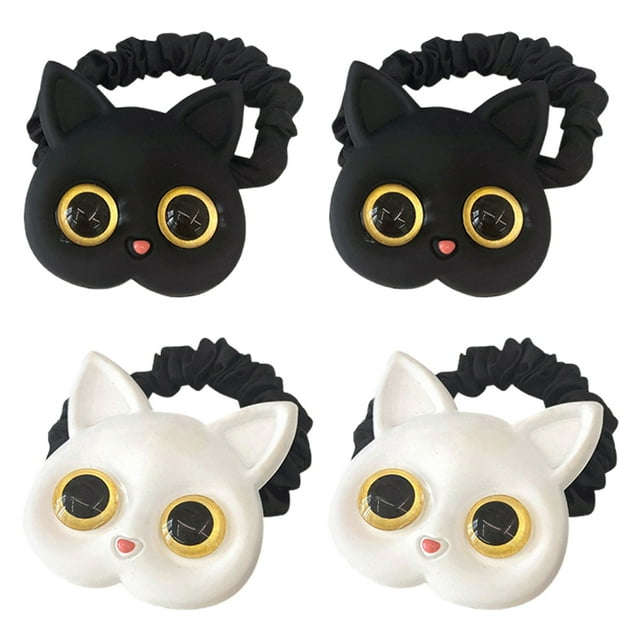 Miangastore 4 Pcs Attaches Cheveux Femmes Porte-Queue Attaches Cheveux Chat Élastiques Accessoires Cheveux Filles Petits