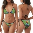 thumbnail image 3 of Naloa Butterfly Landing On Head Dumpy Frog Print Women Halter Bikini Set ,Two Piece Triangle Swimsuit,Tie Bathing Suit,Sexy Triangle Two Piece Swimwear, 3 of 5