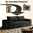 thumbnail image 3 of 71" 3 Seater Sofa, Comfy Deep Seat Couches with Memory Foam Cloud Chair with Pillows, Modern Small with Couch Corduroy Fabric for Living Room, Bedroom, Apartment, Home Office, No Assembly, Black, 3 of 8