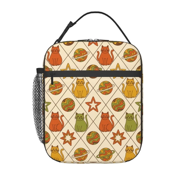 Cat Lunch Bag Reusable Zipper Closure Leakproof Insulated Cute Cats Lunch Box Cooler Tote Bag Food Container Snack Bag