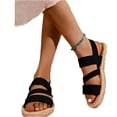 thumbnail image 2 of Womens Sandals Wide Width, Women's Summer Flat Sandals Open Toe Slingback Comfortable Slip-On Sandals Non Slip Elastic Ankle Strap Walking Sandals Outdoor Sport Walking Casual Sandals, Black 6, 2 of 6