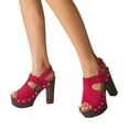 thumbnail image 2 of MKLEKYY Sandalias de Playa para Mujer, de Tacón Alto, para Verano, Informales, para Salir, Vacaciones, Fiestas, Citas Nocturnas, Con Punta Abierta, Elegantes, Cómodas, Con Diseño de Hebilla y Tiras., 2 of 4