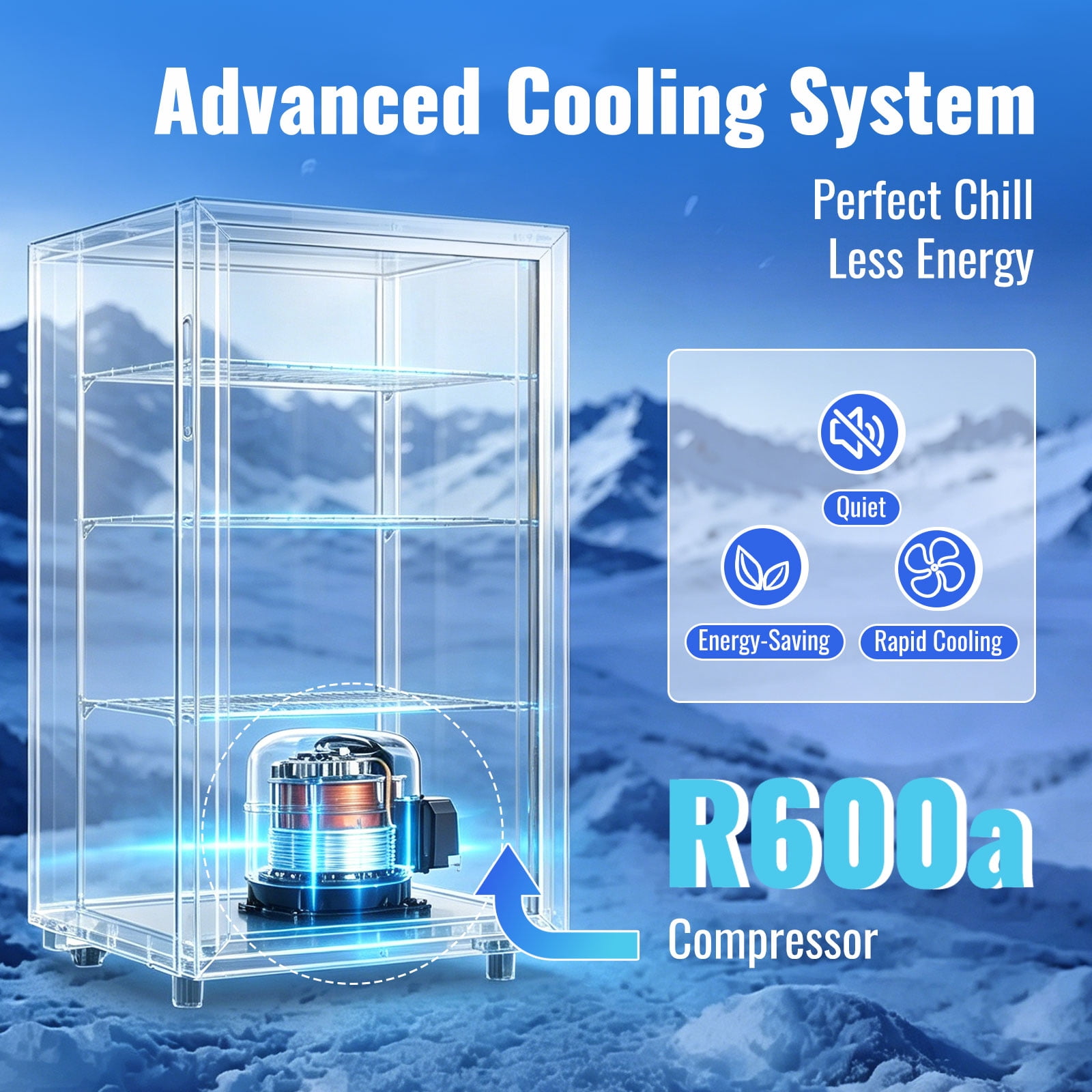 WANAI 120 Can Beverage Fridge & Cooler Small Mini Fridge Glass Door for Soda Beer or Wine for Home&Bar