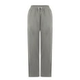 thumbnail image 6 of jtjvou High Waist Straight Barrel Pants Elastic Drawstring Casual Comfy Summer Soft Breathable Regular Length Women's Trousers for Daily Workout Versatile Style Gray S, 6 of 7