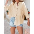 thumbnail image 4 of DOPI Women's Casual Loose Cotton Linen Blouse Button Up Long Sleeve Shirt Tops, 4 of 7