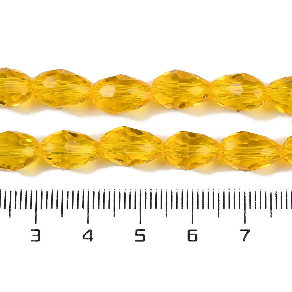 20strands Transparent Glass Beads Strands Faceted Teardrop golden 8x6mm Hole: 1.2mm about 65~67pcs/strand 20.08 inch(51cm)