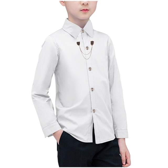 Chandail à Capuche pour Bébé, Mode pour Garçons, Manches Longues, Col Rabattu, Chemise Blanche 2T
