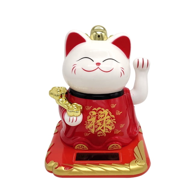 Billuyoard Decoración de animales que agitan la energía Solar, decoración de bienvenida, adorno de muñeca de plástico para el hogar, la Oficina, el Decoración del hogar Rojo Billuyoard HA002819-03B