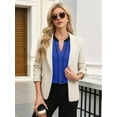 thumbnail image 6 of Womens Dressy V Neck Color Block Business Casual Blouses Long Sleeve Work Shirts Fall Trendy Clothes Blue S, 6 of 8