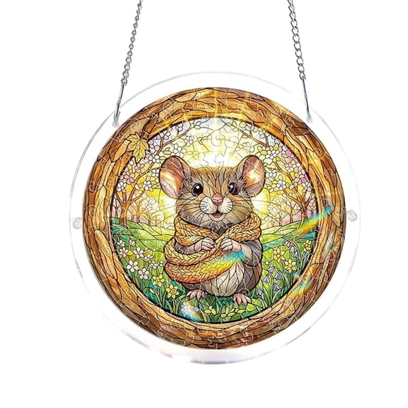 Yardvibe Acrylic Puzzle Suncatcher, 7.4" Sun Catchers Puzzles Window Hanging, Home & Garden Decoration for Adults Women Men Mom Birthday Gift (Standing Mouse)