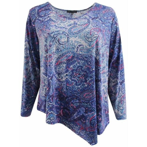 Dreamer P - Womens Plus Size Colorful Paisley Flowy Knit Sweater Blouse ...