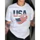 thumbnail image 1 of Camiseta de Mujer de Verano SuaveStar-Spangled Comfort, Women's Patriotic American Flag Print Cotton T-Shirt - Casual Crew Neck, Short Sleeve, Breathable & Stretchy, Machine Washable - Perfect for S, 1 of 6