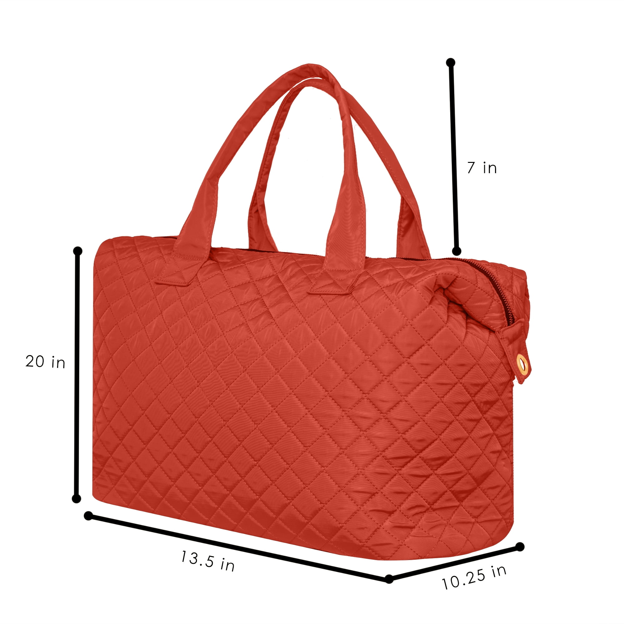 Alexis Bendel Rust Checkered Pattern Nylon Travel Duffle Tote Bag for Women