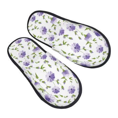 

Jgfou Purple Chicory Print Womens Cozy Memory Foam Slippers Soft Warm Slip On House Slippers Anti-Skid Rubber Sole Creative Gifts for Women Mom Girlfriend
