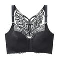 thumbnail image 4 of Wang6 Womens Front Hook Closure Bras Plus Size Seamless No Wire Everyday Bras Full Coverage Underwear Cross Bandage Butterfly Back T Shirt Bralettes Black 34, 4 of 4