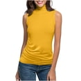 thumbnail image 2 of Sleeveless Turtlenecks Tank Tops for Women Tunic Plus Size Mock Neck Side Pleated Soft Basic Stretch Slim Blouses, 2 of 7