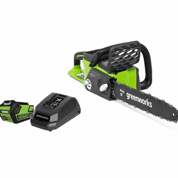 Greenworks 40V 16" Brushless Chainsaw, 4.0Ah Battery and Charger Included