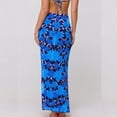 thumbnail image 6 of Women's Three Piece Swimsuit Set Floral Print Split Skirt Straps Sexy Two Piece for Beach Vacation,Blue,L, 6 of 7