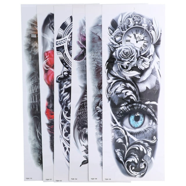Tatuajes Temporales De Manga Completa, A Prueba De Sudor, No Irritantes, 6 Hojas, Pegatina De Tatuaje De Brazo Completo A Prueba De Agua Para Mujeres Para Hombres Para Uso Diario