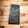 thumbnail image 2 of Mens Long Wallet Floral Embossed Longhorn Leather Coffee White Soft Leather Checkbook Style Cowboy Hand Crafted High End Mens Wallets, 2 of 8