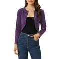 thumbnail image 1 of INSPIRE CHIC Boléro Ouvert pour Femme, Ourlet Arrondi, Cardigan Court, Violet Foncé, TP, 1 of 5