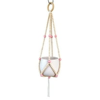 Macrame Plant Hanger, Handmade Hanging Plant Holder With Wood Beads, IndoorOutdoor Home Decor