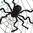 thumbnail image 6 of Deago 59" Halloween Spider Web + 50" Giant Spider Decorations Fake Spider with Round Huge Spider Web for Indoor Outdoor Halloween Decorations Yard Party, 6 of 9