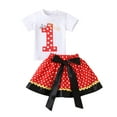 thumbnail image 2 of Toddler Baby Girls Letter Print 1-year-old Birthday Dress+Bow Tie Outfits, 2 of 8