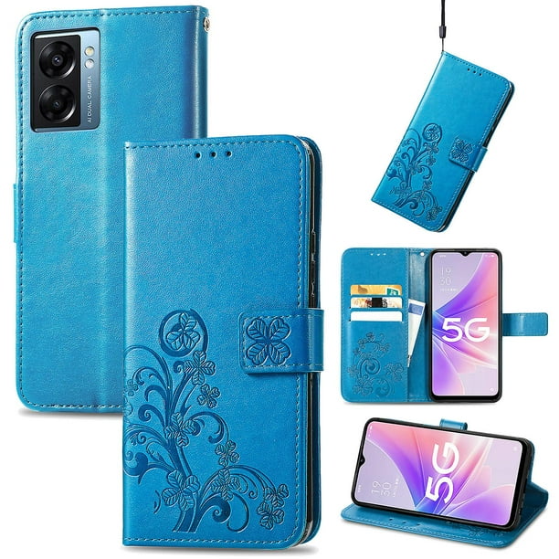Compatible con Oppo A77 5g Wallet Case Tarjetero en relieve Lucky Clover Pu Leather Magnetic Kickstand Cover