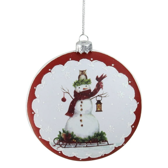Roman 4" White and Red Snowman on Sled Christmas Ornament