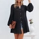 thumbnail image 1 of Camiseta Blusas de otoño para mujer Blusas largas básicas de estilo bohemio Traje de algodón de un solo pecho Cgtredaw Negro L para Mujer, 1 of 1