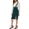 thumbnail image 4 of Allegra K Women's High Waist Adjustable Strap Solid Pencil Suspender Skirt, 4 of 6