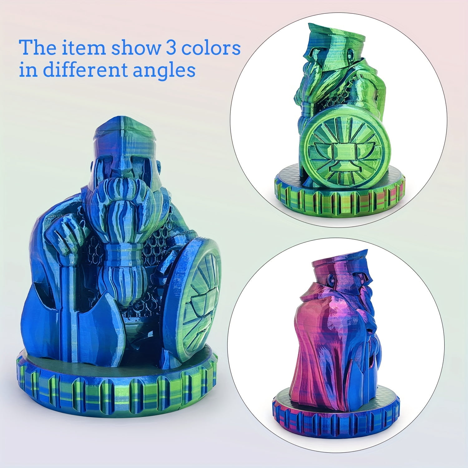 0.55LB x 4 PLA Filament 1.75mm, Tri-Colors 3D Printer Filament, Rainbow PLA Filament Bundle, Coextrusion 3D Filament with PLA Color Change, 250g X 4 Spool, Total 1kg/ 2.2lbs