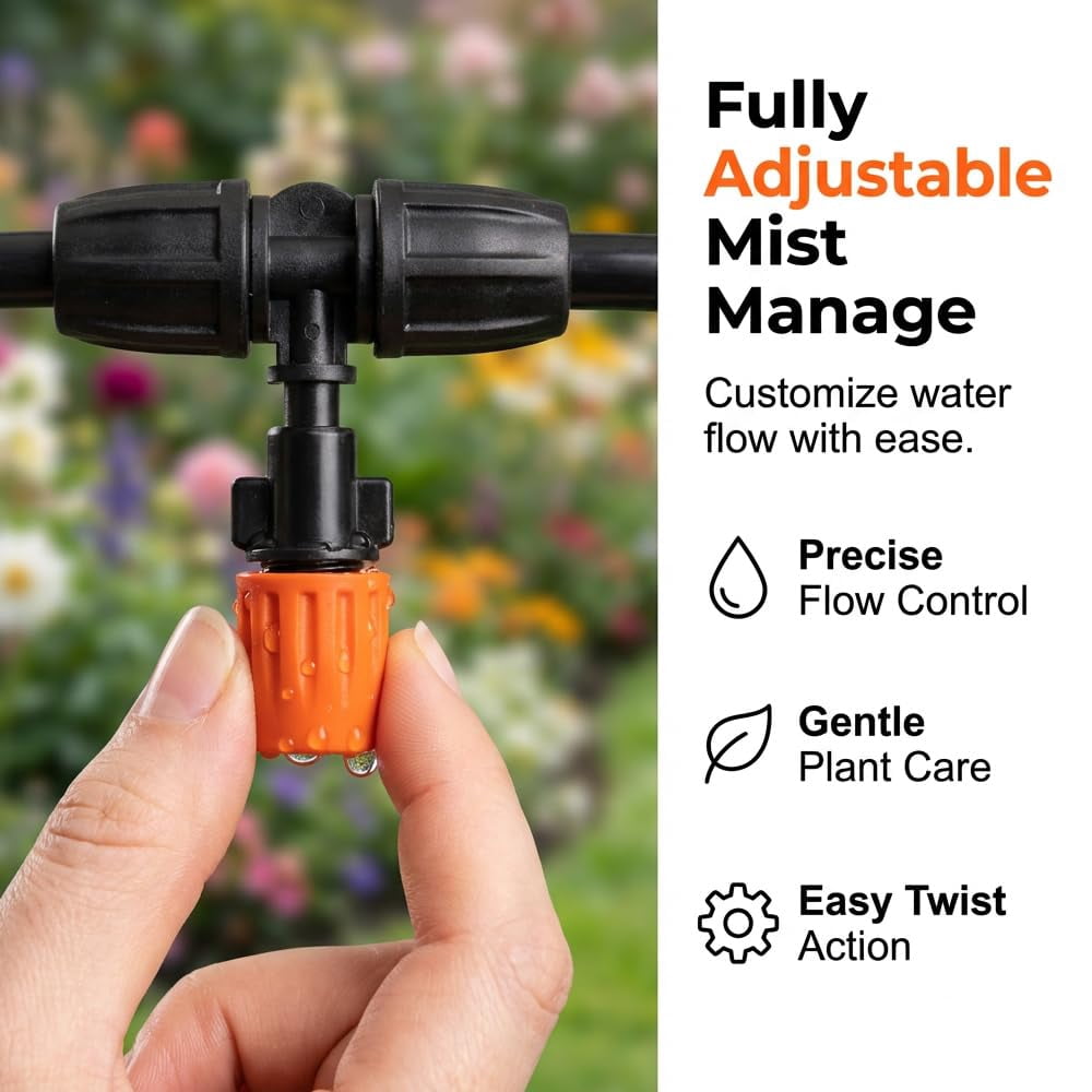 Drip Irrigation Kit, 33FT Plant Watering System, 5/16 inch Drip Line Irrigation with Adjustable Emitters, 360 Flexible Hose, 2026 Upgrade for Greenhouse Vegetable Garden Yard(33FT/8mm ID)Q