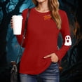 thumbnail image 3 of enyan Halloween Shirts for Women Casual Long Sleeve Pumpkin Ghost Tshirts Crew Neck Loose Tee Tunic Tops Women Halloween Shirts Red,XXXL, 3 of 7