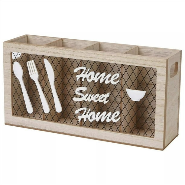 Soporte de Madera para Utensilios, Accesorios de Cocina, Organizador de Cubiertos para Tenedor, Cuchara, para Cocina y Hogar A