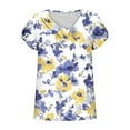 thumbnail image 6 of Fznquz Summer Tops for Women Trendy Floral Print Tees Yellow Casual 2025 Short Sleeve Womens Tshirts, 6 of 7