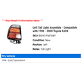 thumbnail image 2 of Left Tail Light Assembly - Compatible with 1998 - 2000 Toyota RAV4 1999, 2 of 2