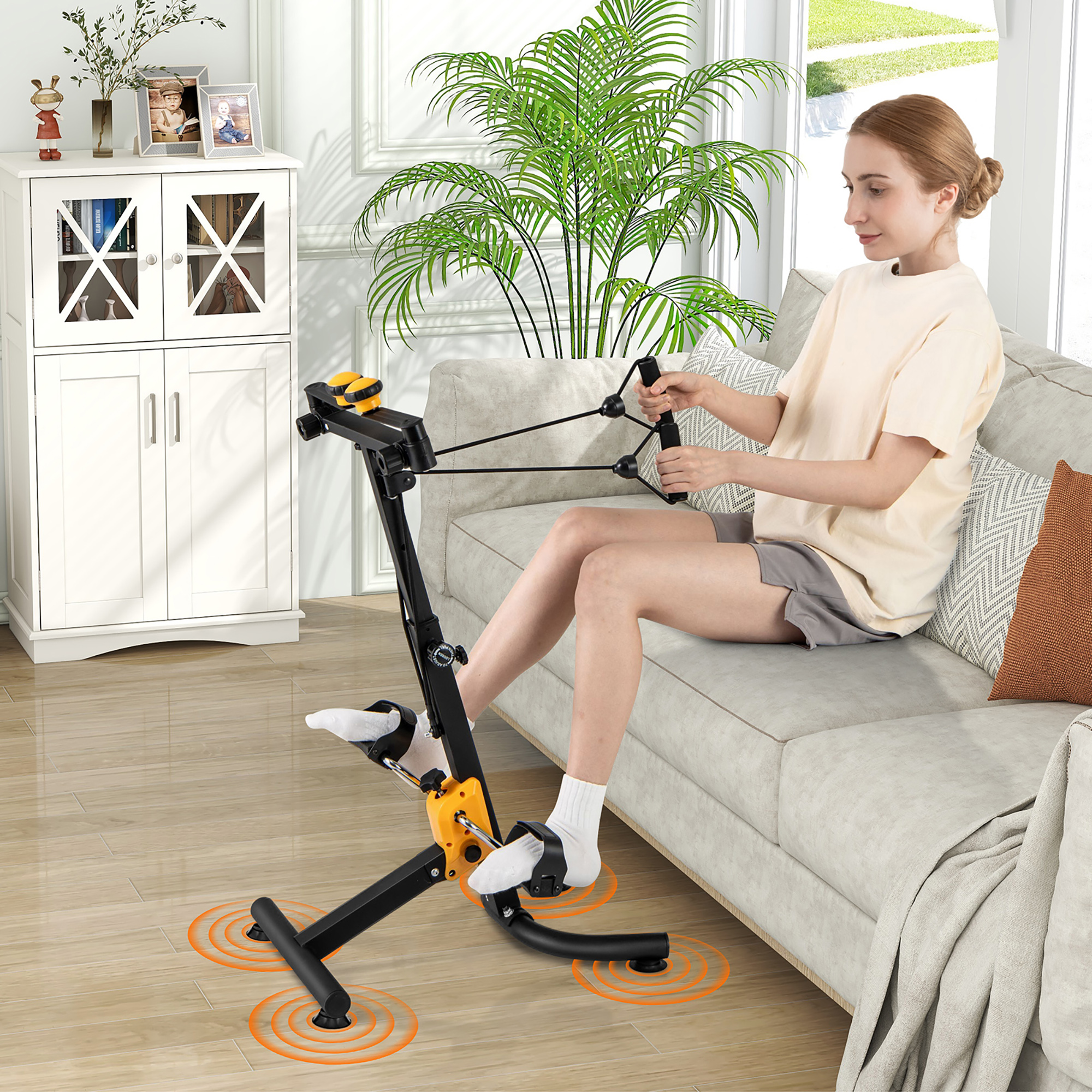 Gymax Folding Pedal Exercise Bike W/ Adjustable Resistance Full body Home Rehab Machine