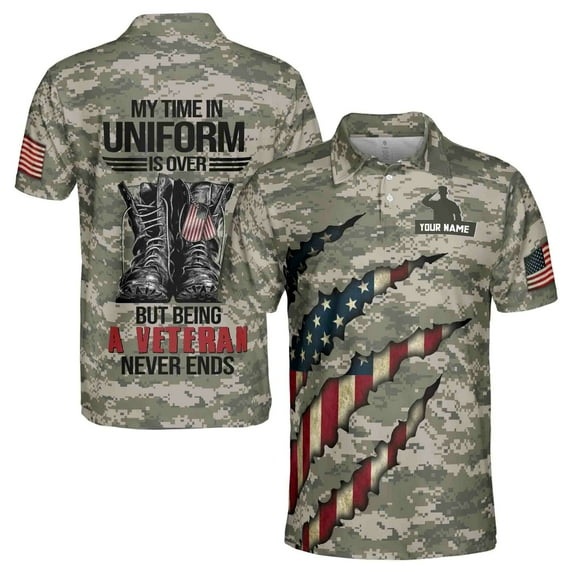 Veteran Military Army Personalized 3D All Over Printed Polo Shirt