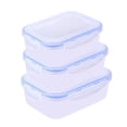 thumbnail image 1 of mmirethe 3pcs Food Storage Container with Lids Rectangular Plastic Lunch Box Stackable Microwave Kitchen Meal Container, 1 of 9