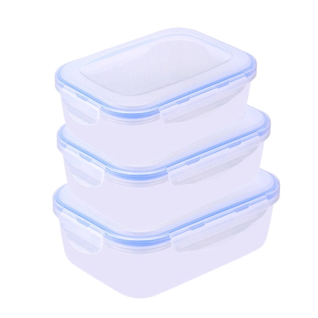 mmirethe 3pcs Food Storage Container with Lids Rectangular Plastic Lunch Box Stackable Microwave Kitchen Meal Container