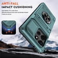 thumbnail image 4 of For Motorola Moto G Power 2025 Phone Case with Finger Ring Holder Kickstand, Card Slots，Heavy Duty Shockproof Rugged Protective Working with Magnetic Car Phone Mount,Green,For Moto G Power 2025, 4 of 7