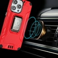 thumbnail image 3 of Designed for Apple iPhone 15 /6.1" Tough Metallic Hybrid Premium Ring Kicstand Military Grade, Heavy Duty Shockproof Rugged Protective Phone Case Cover [Red], 3 of 8