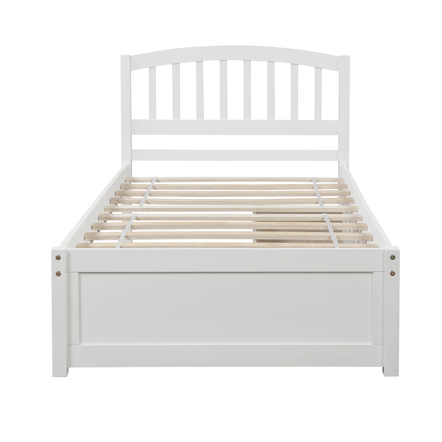 Gewnee Twin Platform Storage Bed Wood Bed Frame with Two Drawers and Headboard, White