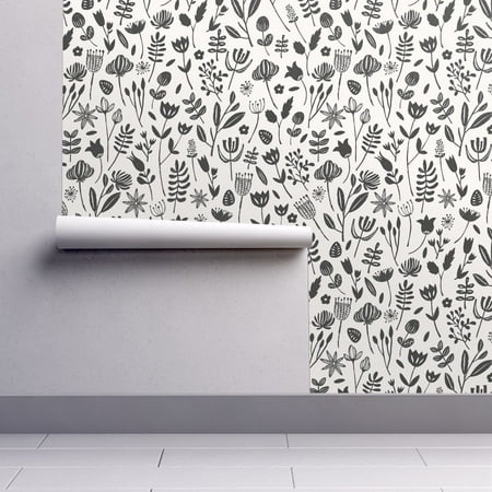 wallpaper floral peel stick modern ivory removable decor