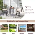 thumbnail image 5 of ASJMR 5 Pieces Patio Swivel Bar Set, Outdoor Metal Bar Stools for 4, High Top Table & Cushioned Chairs for Backyard, Poolside, Porch, Khaki, 5 of 6