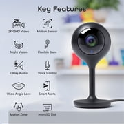Geeni Look 2K 4MP Dual-Band Wi-Fi Indoor Security Camera, Black, 2-Pack