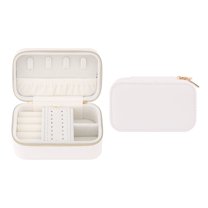 Unique Bargains Portable PU Leather Jewelry Box Mini Organizer White